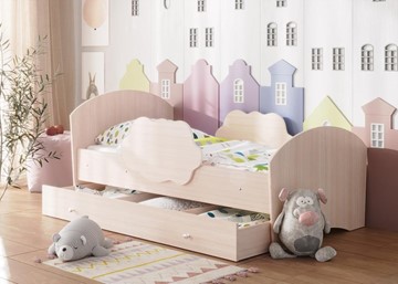 Детская кровать Тучка с ящиком, корпус Дуб млечный, фасад Дуб млечный в Тюмени