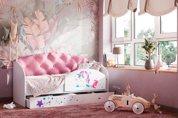 Детская кровать с бортиками Звездочка с бортиком, Розовый в Тюмени - изображение