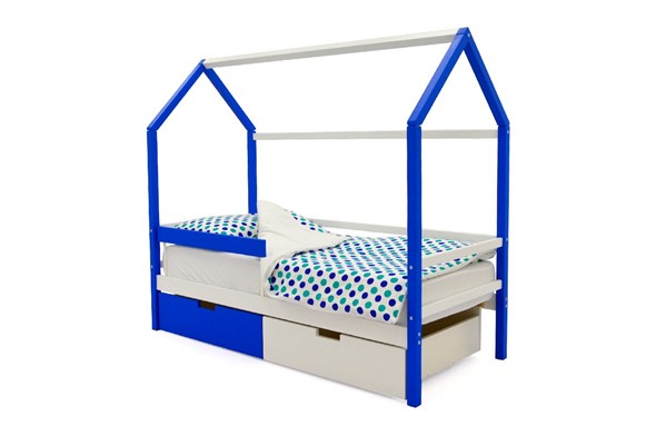 Кровать-домик Svogen сине-белый в Тюмени - изображение