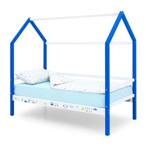 Детская кровать-домик Svogen сине-белый/барашки в Тюмени