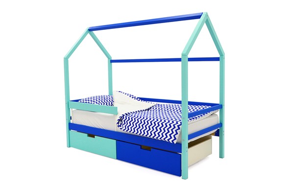Детская кровать-домик Svogen синий-мятный в Заводоуковске - изображение