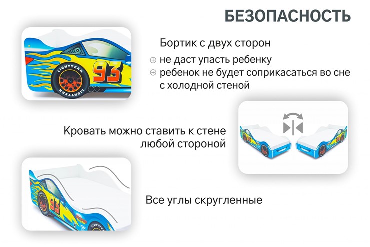 Кровать-машина детская Тачка синяя в Заводоуковске - изображение 5