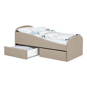 Мягкая кровать с ящиками Letmo 190х80 песочный (рогожка) в Тюмени - предосмотр 1