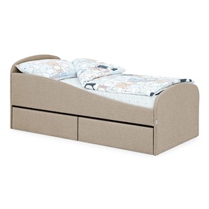 Мягкая кровать с ящиками Letmo 190х80 песочный (рогожка) в Тюмени