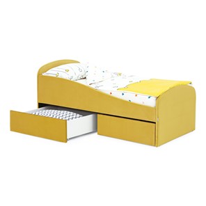 Детская кровать с ящиками Letmo 190х80 горчичный (велюр) в Тюмени - предосмотр 2