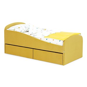 Детская кровать для мальчика с ящиками Letmo 190х80 горчичный (велюр) в Заводоуковске