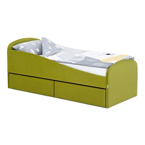 Кровать в детскую с ящиками Letmo 190х80 оливковый (велюр) в Тюмени