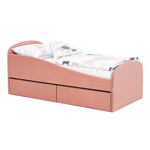 Детская кровать для девочки с ящиками Letmo 190х80 пудровый (велюр) в Тюмени