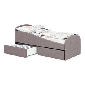 Мягкая кровать с ящиками Letmo 190х80 серо-коричневый (рогожка) в Заводоуковске - предосмотр 1