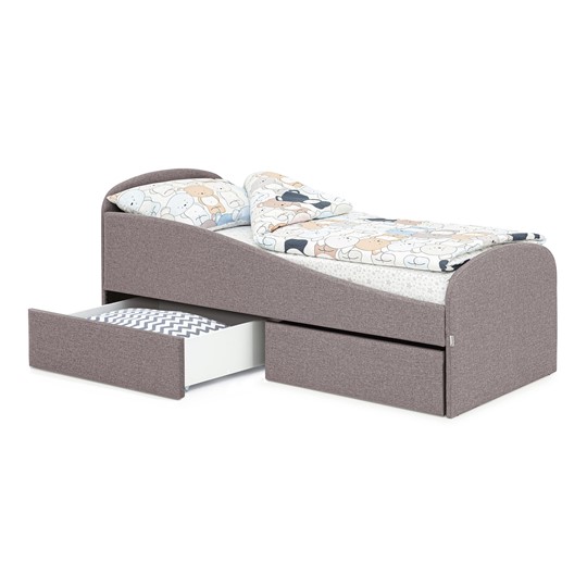 Мягкая кровать с ящиками Letmo 190х80 серо-коричневый (рогожка) в Заводоуковске - изображение 1