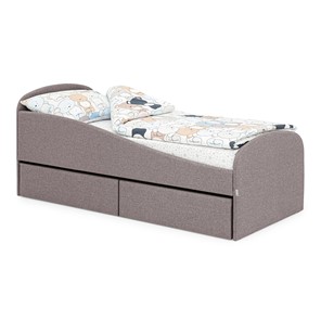 1-спальная детская кровать с ящиками Letmo 190х80 серо-коричневый (рогожка) в Заводоуковске