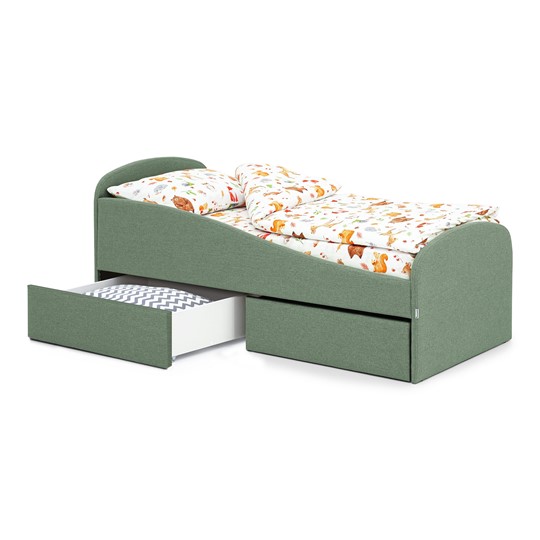 Мягкая кровать с ящиками Letmo 190х80 шалфей (рогожка) в Тюмени - изображение 1