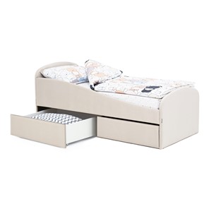 Мягкая кровать с ящиками Letmo 190х80 ванильный (велюр) в Тюмени - предосмотр 1