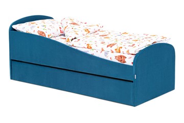 Кровать в детскую с ящиком Letmo морской (велюр) в Ишиме