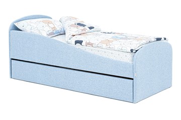 Мягкая кровать с ящиком Letmo небесный (рогожка) в Тюмени