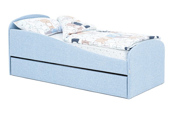 Мягкая кровать с ящиком Letmo небесный (рогожка) в Тюмени - изображение