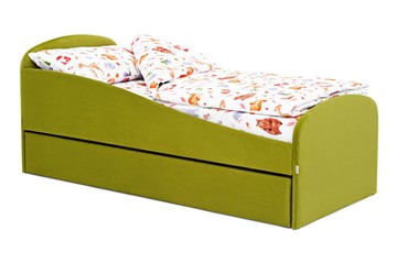Кровать с ящиком Letmo оливковый (велюр) в Тюмени
