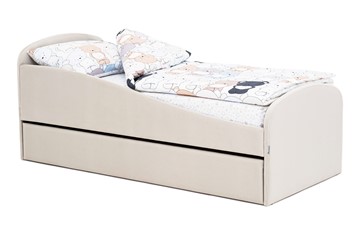 Кровать с ящиком Letmo ванильный (велюр) в Тюмени