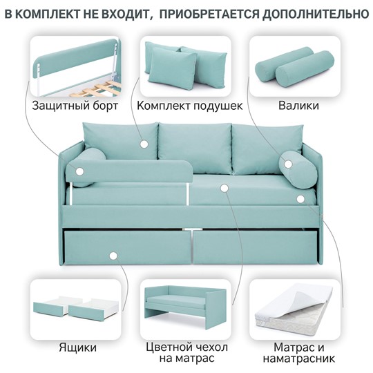Детская кровать Soffal эвкалипт (микрошенилл) в Заводоуковске - изображение 17