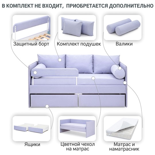 Детская кровать Soffal нежная сирень (микрошенилл) в Заводоуковске - изображение 18