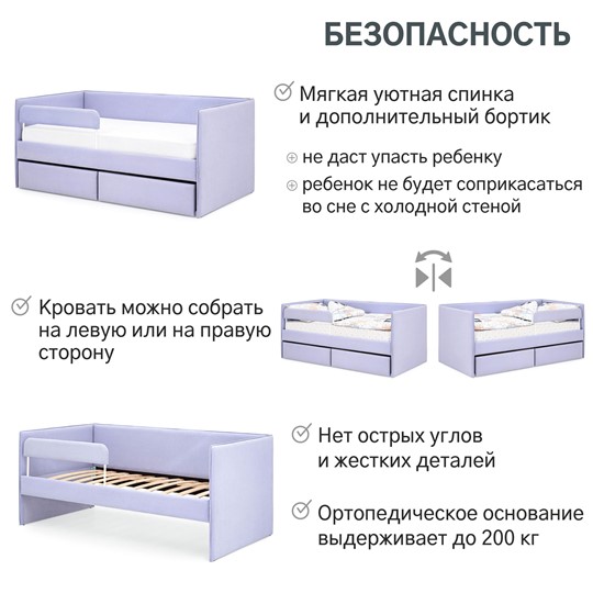 Детская кровать Soffal нежная сирень (микрошенилл) в Заводоуковске - изображение 20