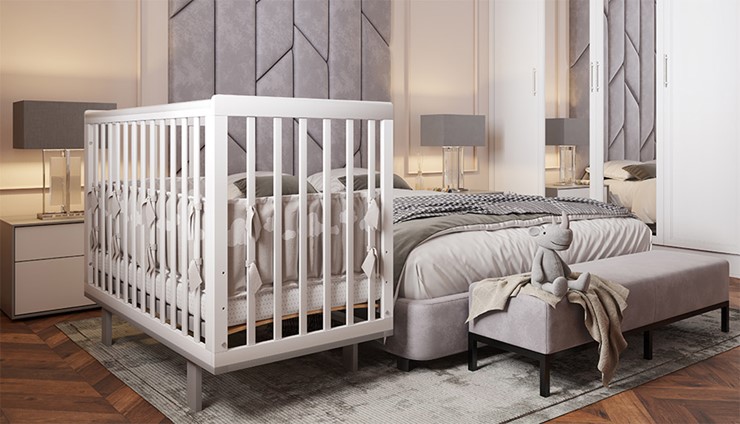 Кровать для новорожденных серия 3400 POLINI Kids Simple 340 Белый / Серый в Заводоуковске - изображение 8