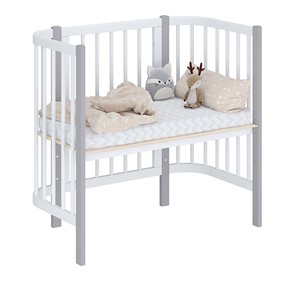 Кроватка детская приставная POLINI Kids Simple 105 Белый / Серый в Заводоуковске - предосмотр 1