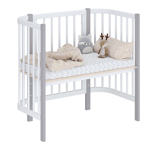 Кроватка детская приставная POLINI Kids Simple 105 Белый / Серый в Заводоуковске - изображение 1