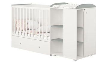 Детская кровать с комодом POLINI Kids Ameli 800 Белый / Серый, серия AMELI в Ишиме - предосмотр 1