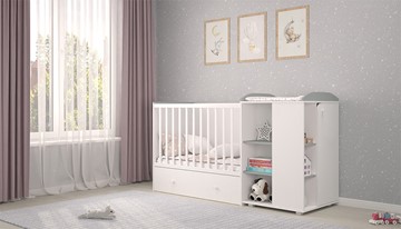 Детская кровать с комодом POLINI Kids Ameli 800 Белый / Серый, серия AMELI в Тюмени - предосмотр 2