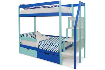 Двухэтажная кровать Svogen мятный-синий в Тюмени