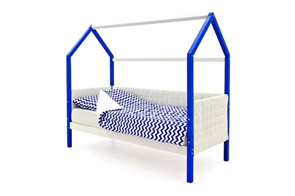 Кровать-домик детская «Svogen сине-белый» мягкая в Заводоуковске - изображение