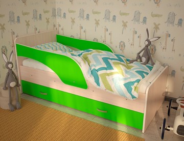 Детская кровать Максимка, корпус Млечный дуб, фасад Салатовый в Тюмени