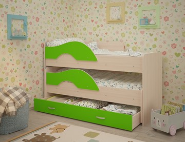 Детская кровать для девочки Радуга 1.6 с ящиком, корпус Млечный дуб, фасад Салатовый в Заводоуковске