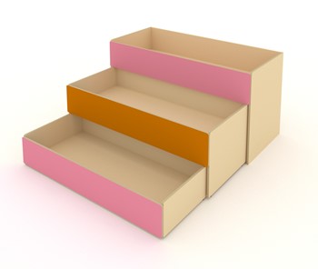 Кровать детская МГрупп 3-х уровневая КД-3, Беж + Розовый + Оранжевый в Тюмени