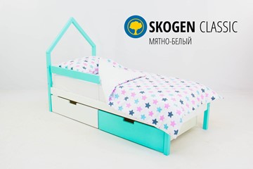 Детская кровать-домик мини Skogen белый-мятный в Тюмени