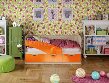 Кроватка Бабочки 800*1600, Оранжевый глянец в Тюмени