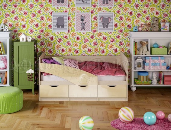 Кровать детская Бабочки 800*1800, Ваниль глянец в Заводоуковске - изображение