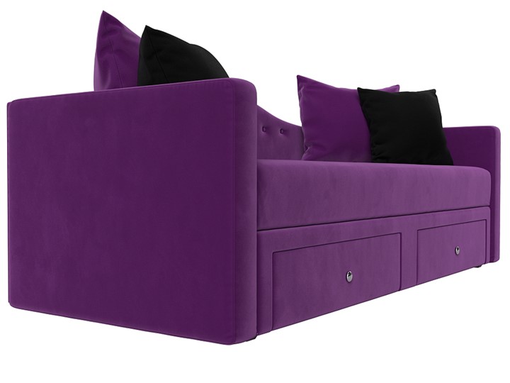 Диван-кровать Дориан, Фиолетовый/Черный (Микровельвет) в Заводоуковске - изображение 2
