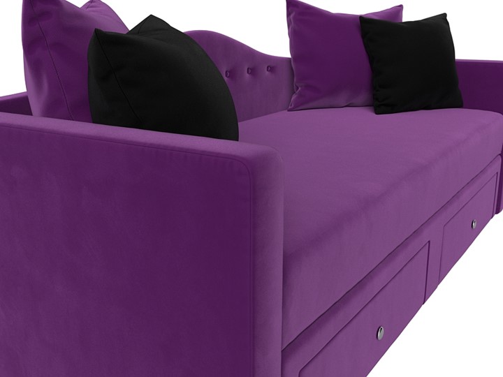 Диван-кровать Дориан, Фиолетовый/Черный (Микровельвет) в Заводоуковске - изображение 3