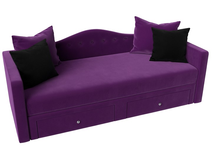 Диван-кровать Дориан, Фиолетовый/Черный (Микровельвет) в Заводоуковске - изображение 4