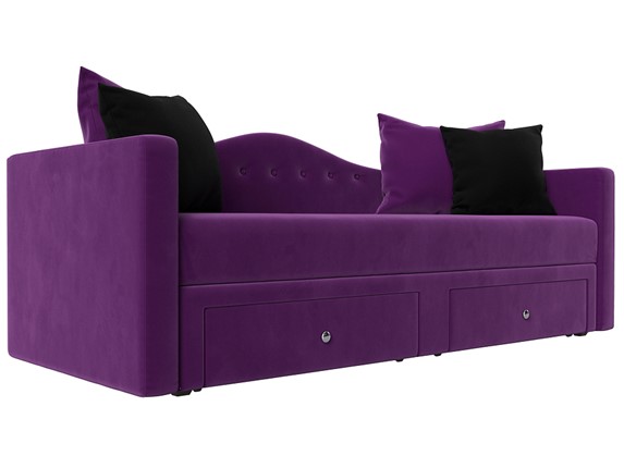Диван-кровать Дориан, Фиолетовый/Черный (Микровельвет) в Тюмени - изображение