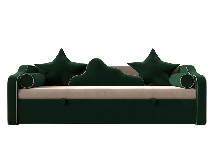 Диван-кровать Рико, Бежевый/Зеленый (Велюр) в Заводоуковске - изображение 1