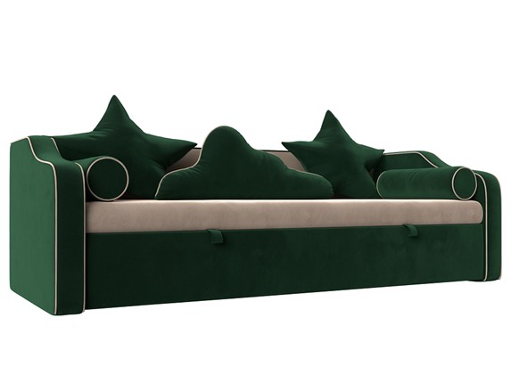Диван-кровать Рико, Бежевый/Зеленый (Велюр) в Заводоуковске - изображение