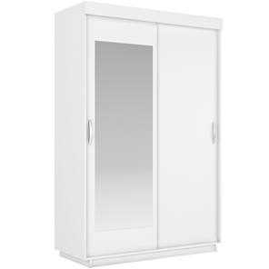 Шкаф 2-дверный Лайт (ДСП/Зеркало) 1000х595х2120, Белый Снег в Тюмени