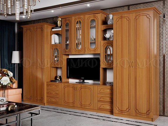 Гостиный гарнитур Альберт со шкафами, глянцевый в Тюмени - изображение