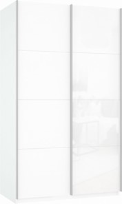Шкаф-купе 2-х дверный Прайм (ДСП/Белое стекло) 1600x570x2300, белый снег в Заводоуковске - предосмотр