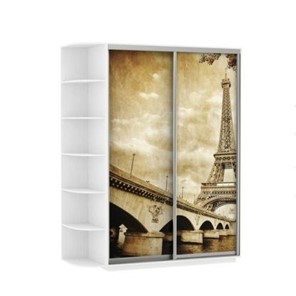 Шкаф 2-створчатый Экспресс 1700x600x2400, со стеллажом, Париж/белый снег в Тюмени