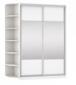 Шкаф двухдверный Экспресс (Комби), со стеллажом 1500x600x2200, белый снег в Заводоуковске - предосмотр