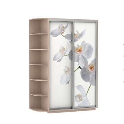 Шкаф 2-х створчатый Экспресс 1500x600x2200, со стеллажом, Орхидея белая/дуб молочный в Тюмени - изображение